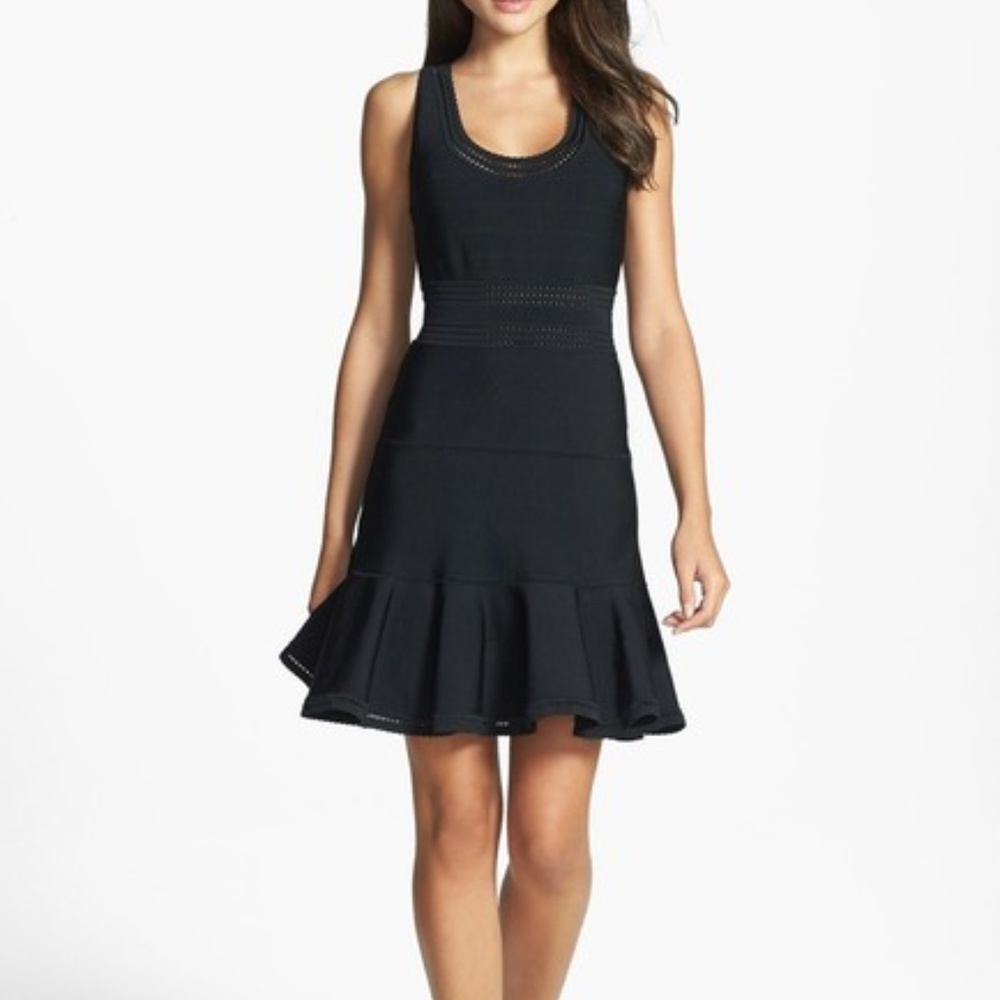 DVF Perry Flared Knit Dress, black, size 0